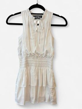 Katie J NYC White Ruffled Tie-Neck mini dress size medium